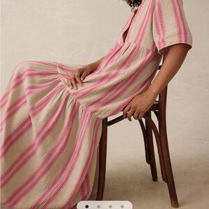 Faherty Pink and Cream Striped Maxi Dress